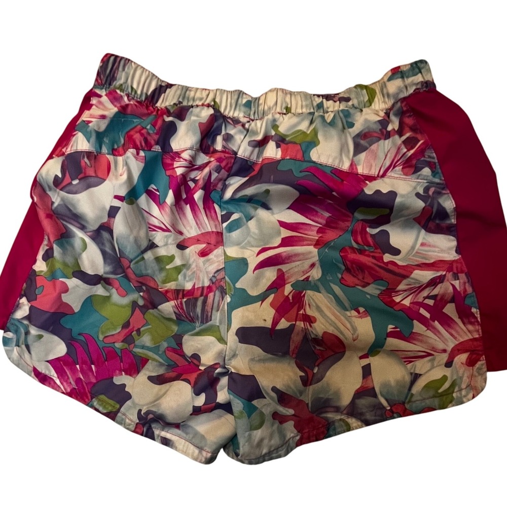 The North Face Girls Floral Print Athletic Shorts Size Medium 10 12 Pink Blue - Picture 3 of 6